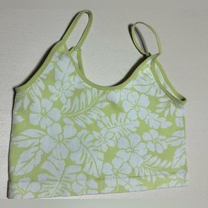 Floral print tank top with spaghetti straps. Size Large. Polyester/nylon/spandex